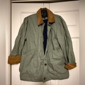 J. Crew Sage Green Barn Jacket with Corduroy Accents